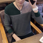 2019 Sweater Men Autumn Winter Thick Warm Mens Sweaters Casual Patchwork V-Neck Pullover Men Wool Knitwear Jersey Hombre
