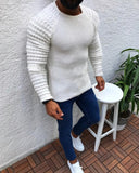 2019 New Men's Plaid Patchwork O-Neck Sweater Tops Male Autumn Winter Sexy Slim Fit Red Black Solid Color sweaters pullovers 3XL