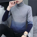2020 Men's Turtleneck Sweater Pullovers Male Autumn Winter Slim Fit Knitted Sweaters Casual Gradient Patchwork sweater knitwear