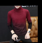 2020 Men's Turtleneck Sweater Pullovers Male Autumn Winter Slim Fit Knitted Sweaters Casual Gradient Patchwork sweater knitwear