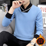 2019 long sleeve men's sweater winter upper garment slim fit cover Korean version thickened trend warm bottoming shirt