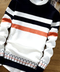 CO 2019 autumn sweater male teenagers Cultivate one's morality round neck sweater Thin striped sweater