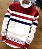 CO 2019 autumn sweater male teenagers Cultivate one's morality round neck sweater Thin striped sweater