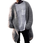Men's Solid Color Cardigan Long Sleeve Loose Sweater Coat Loose Cardigan Large Size Coat Long Length Top